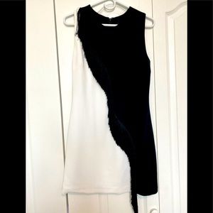 Cushnie Black & White Fringe Mini Dress - 8